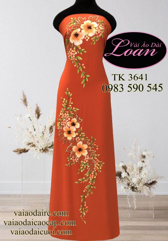 Vải áo dài vẽ và kết hoa