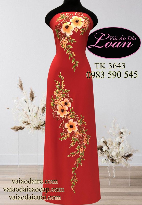 Vải áo dài vẽ và kết hoa