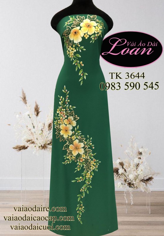 Vải áo dài vẽ và kết hoa