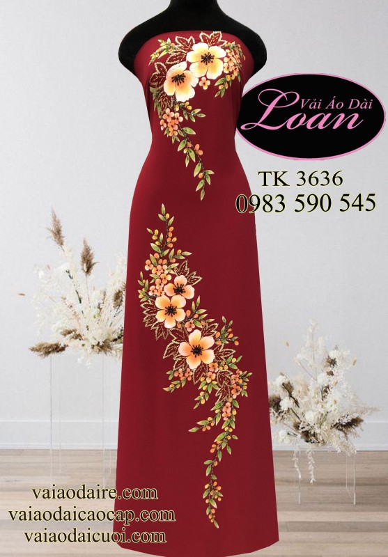 Vải áo dài vẽ và kết hoa