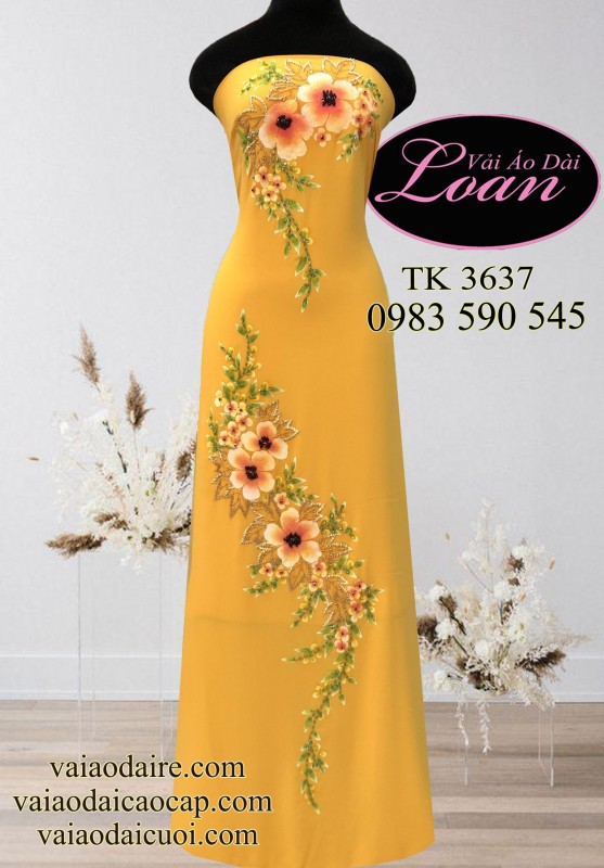 Vải áo dài vẽ và kết hoa