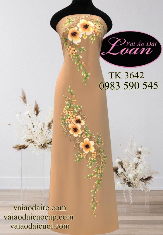 Vải áo dài vẽ và kết hoa