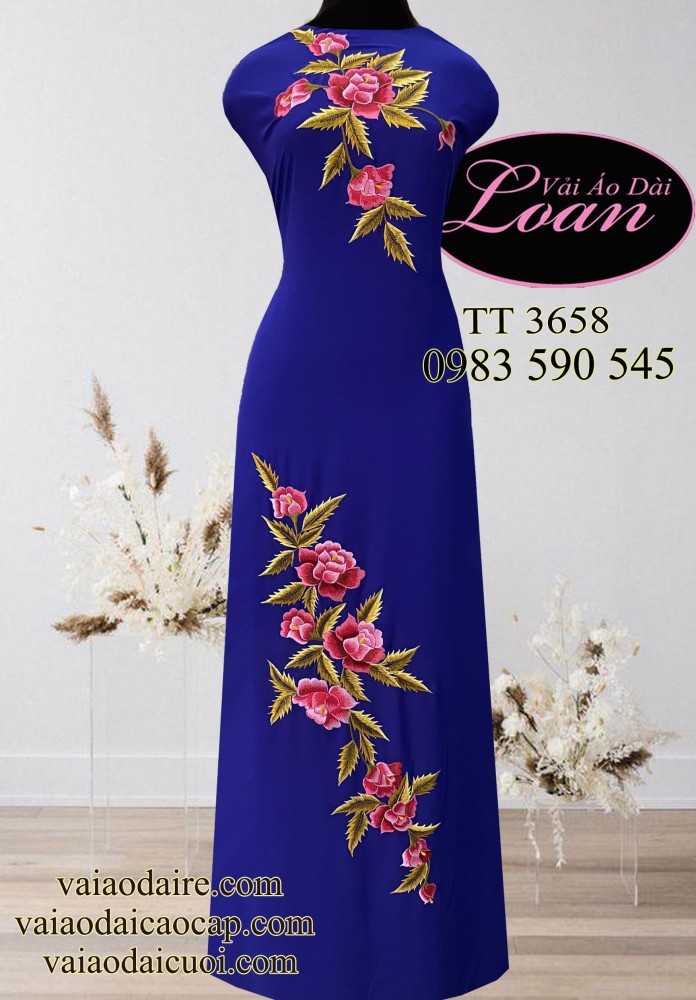Vải áo dài thêu hoa