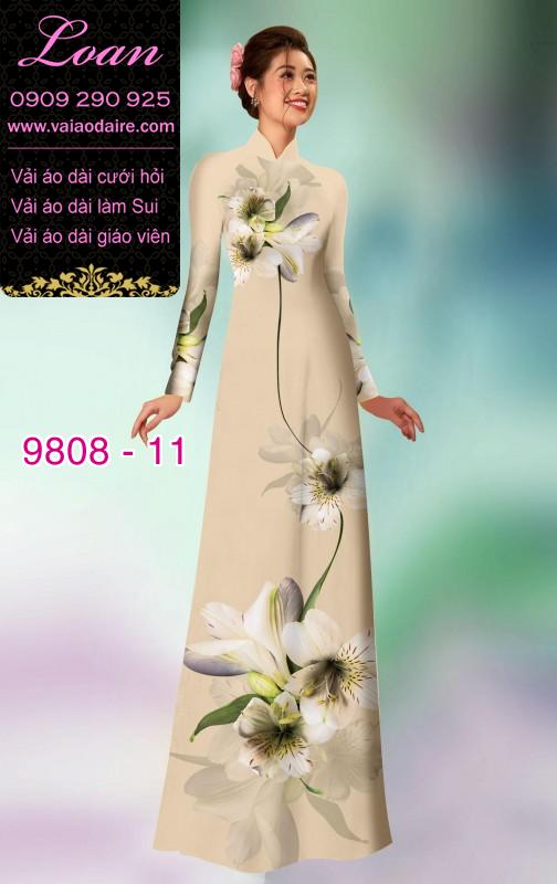 Vải áo dài hoa 3D