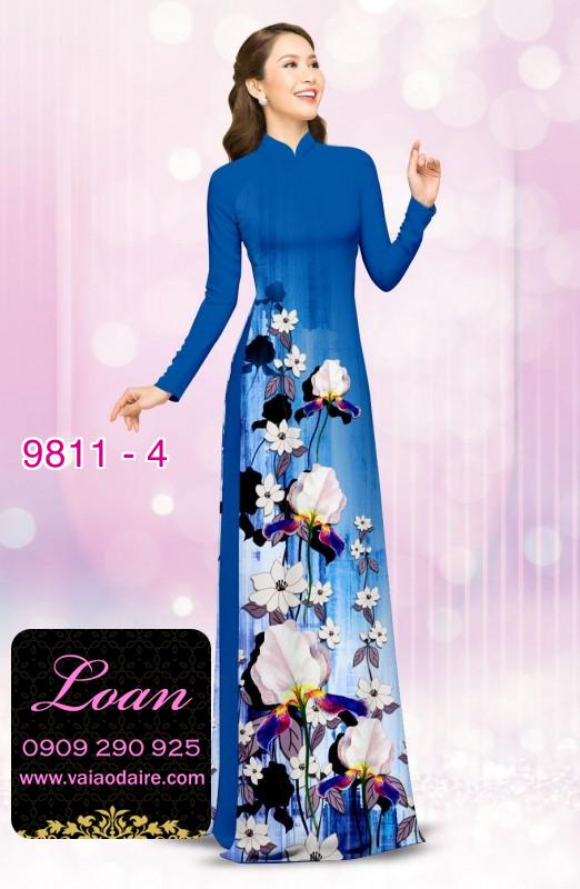 Vải áo dài hoa 3D