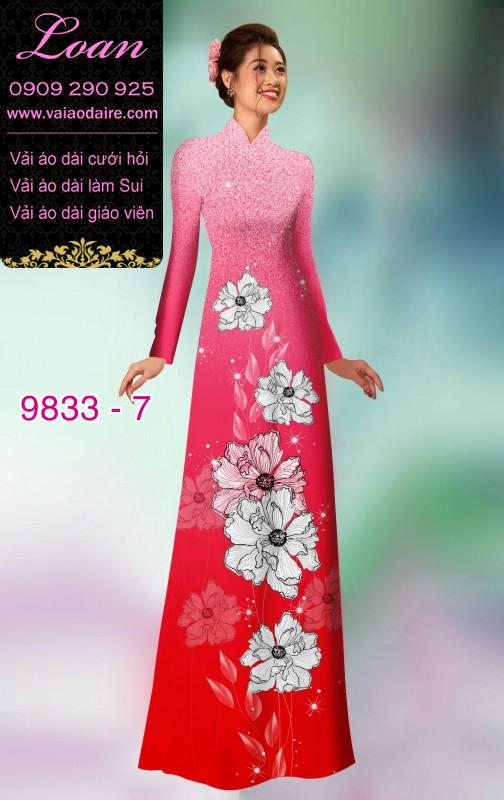 Vải áo dài hoa 3D