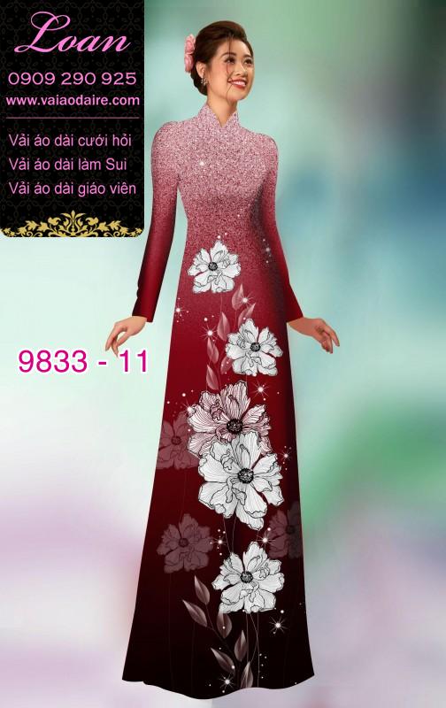 Vải áo dài hoa 3D