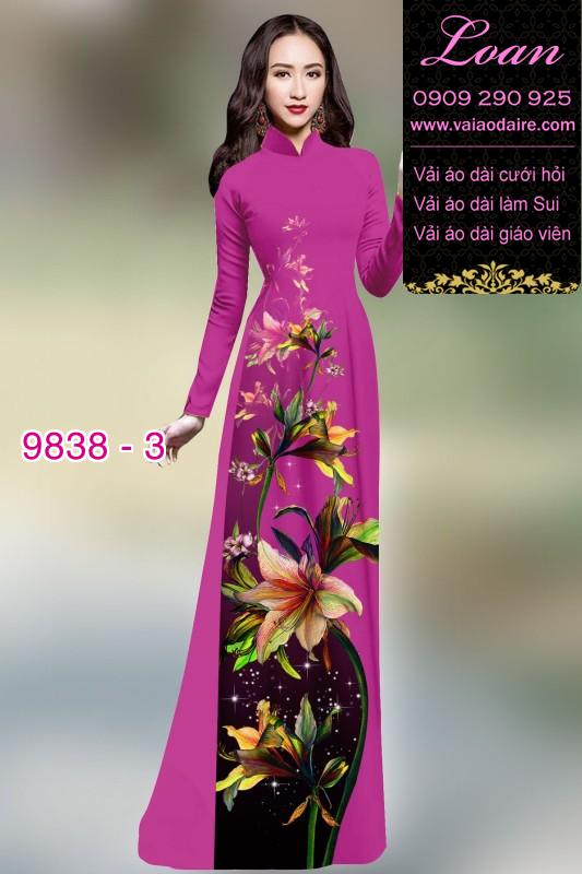 Vải áo dài hoa 3D