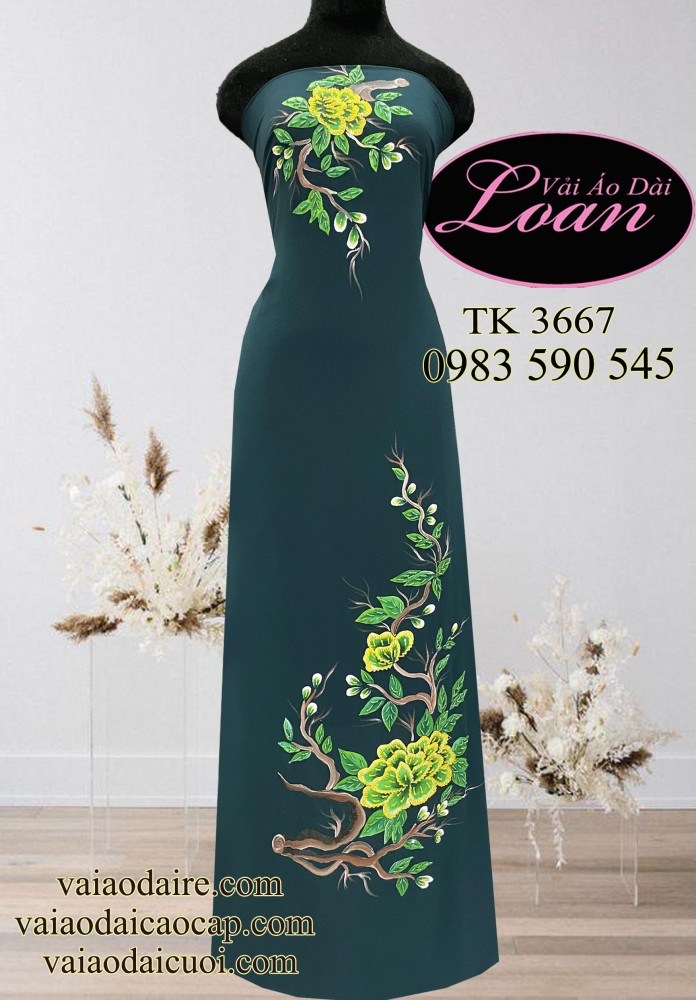 Vải áo dài vẽ và kết hoa