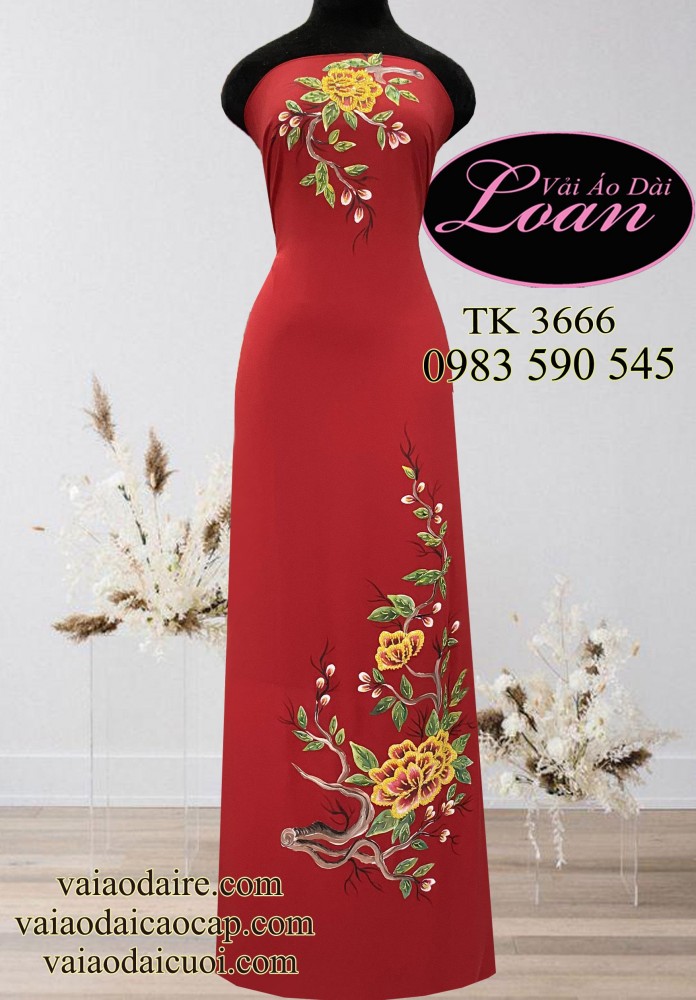 Vải áo dài vẽ và kết hoa