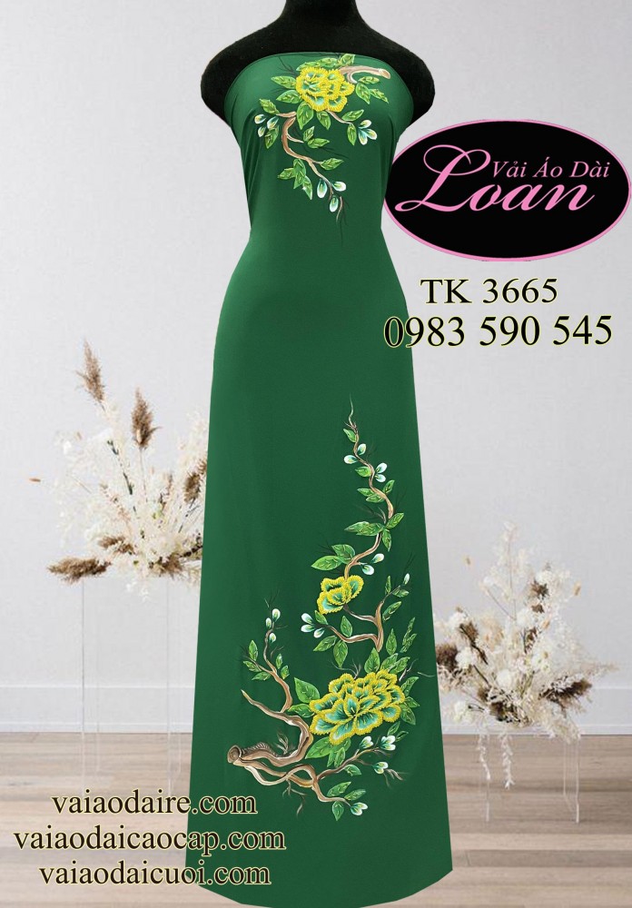 Vải áo dài vẽ và kết hoa