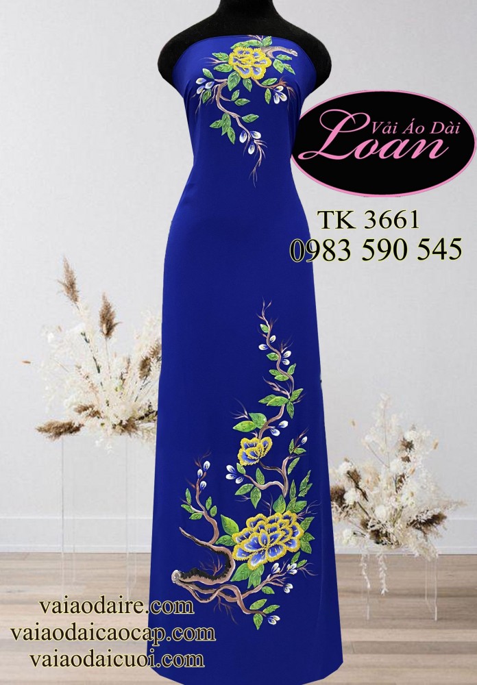 Vải áo dài vẽ và kết hoa