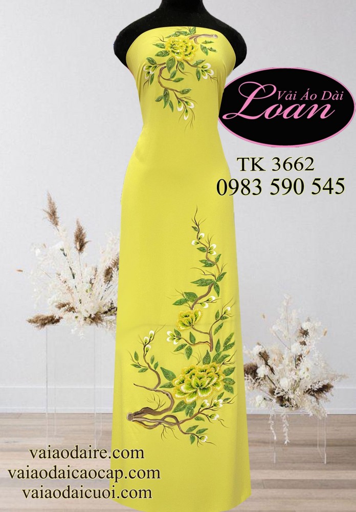 Vải áo dài vẽ và kết hoa