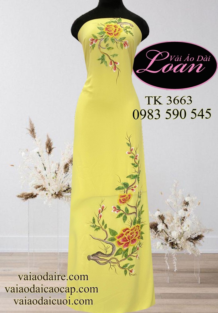 Vải áo dài vẽ và kết hoa