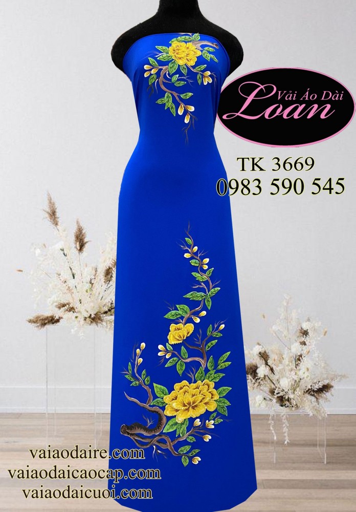 Vải áo dài vẽ và kết hoa