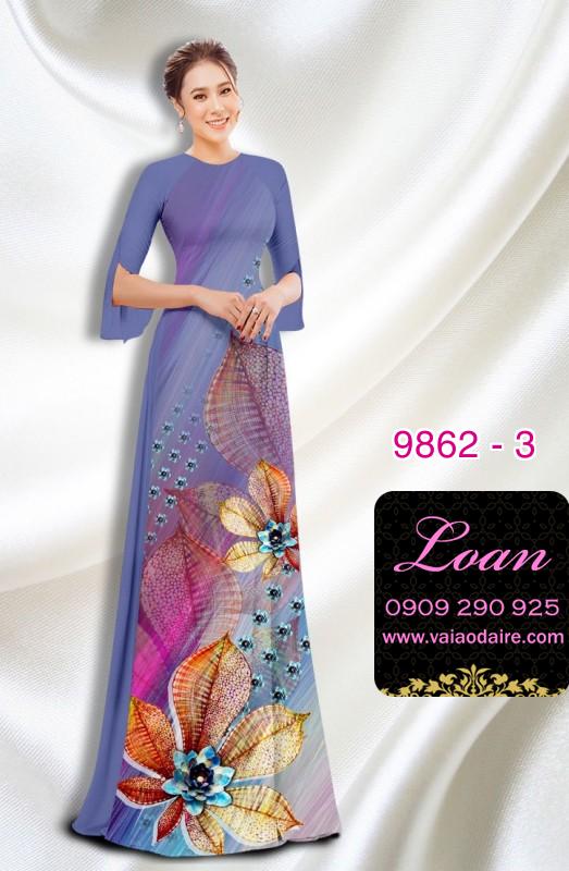 Vải áo dài hoa 3D