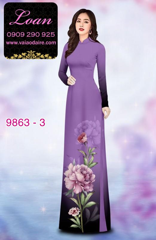 Vải áo dài hoa 3D