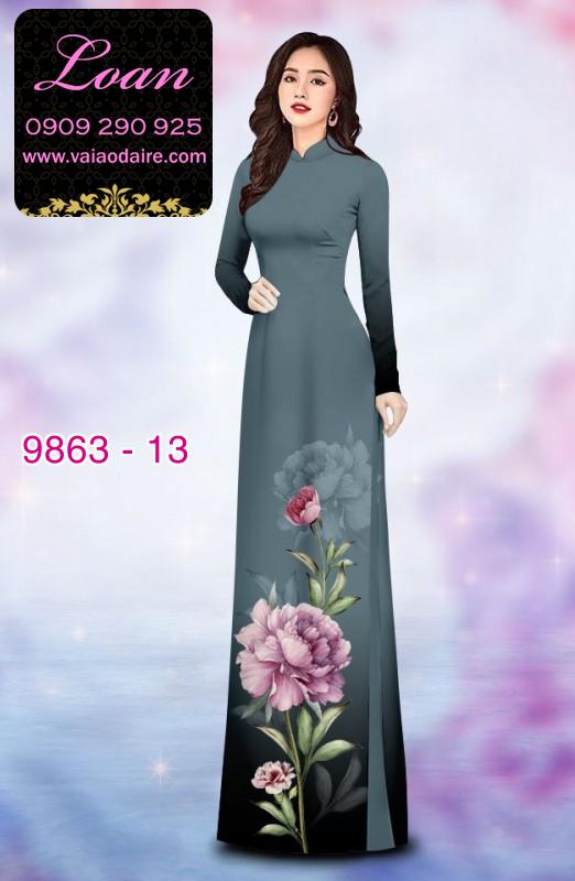 Vải áo dài hoa 3D