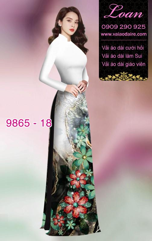 Vải áo dài hoa 3D