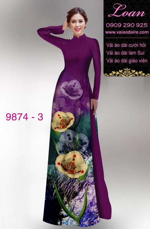 Vải áo dài hoa 3D