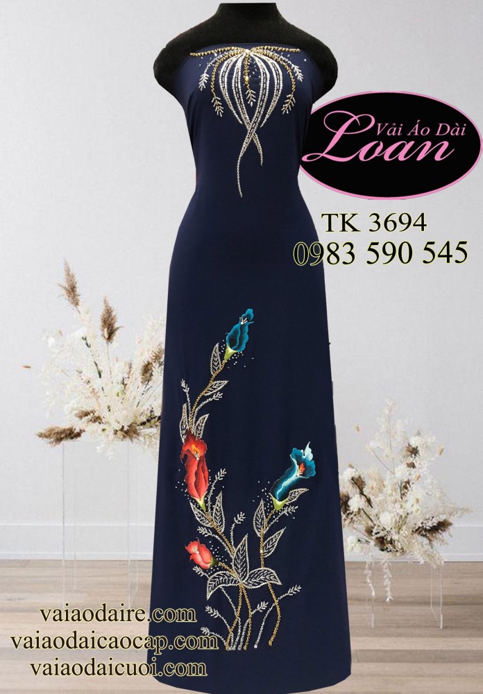 Vải áo dài kết hoa