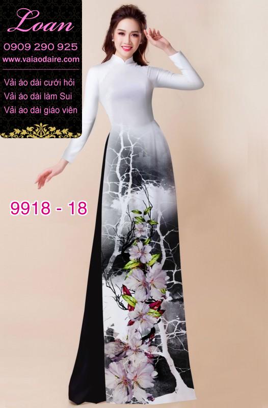 Vải áo dài hoa 3D
