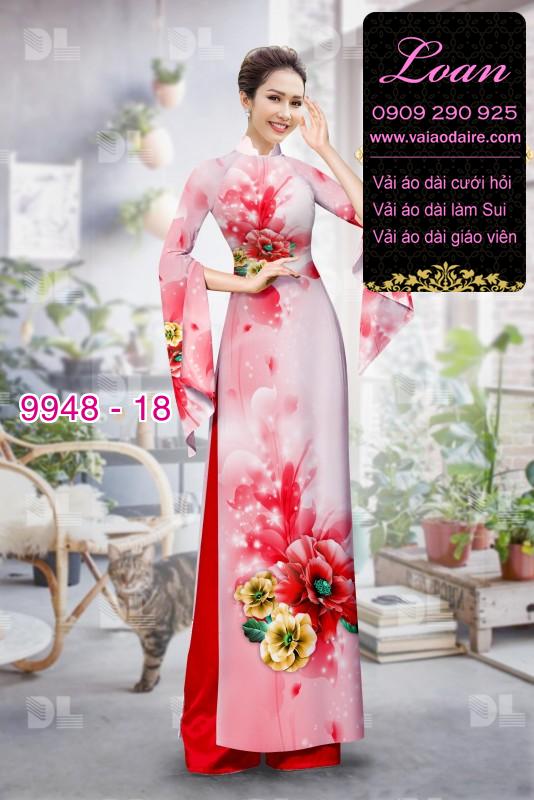 Vải áo dài hoa 3D