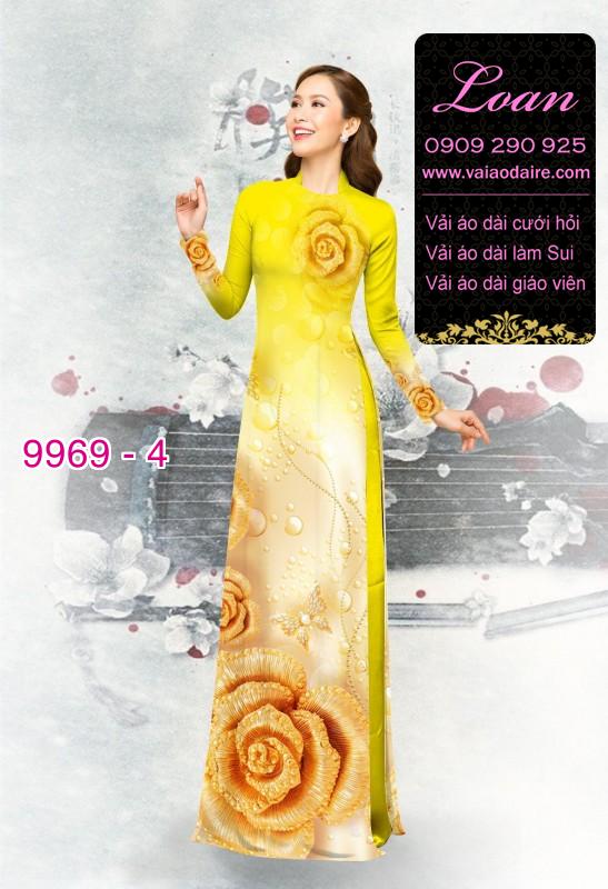Vải áo dài hoa hồng 3D