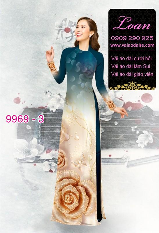 Vải áo dài hoa hồng 3D
