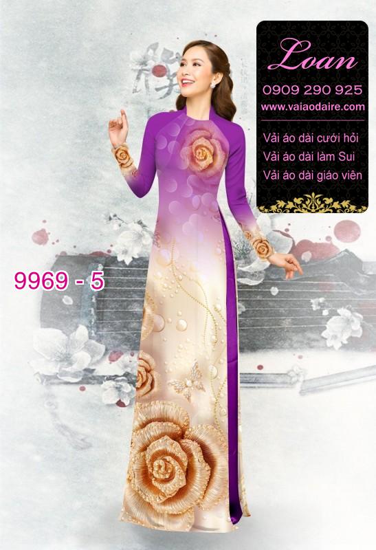 Vải áo dài hoa hồng 3D
