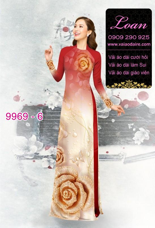 Vải áo dài hoa hồng 3D