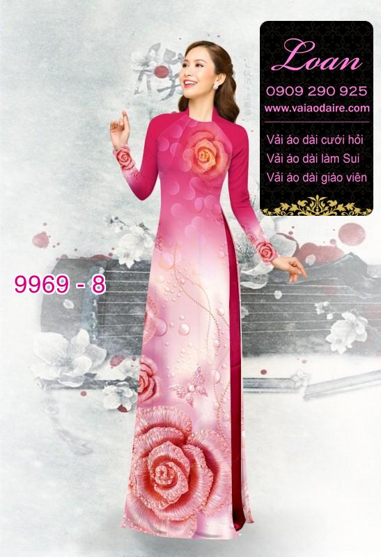Vải áo dài hoa hồng 3D