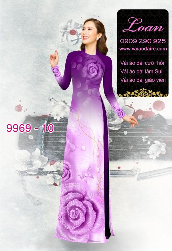 Vải áo dài hoa hồng 3D