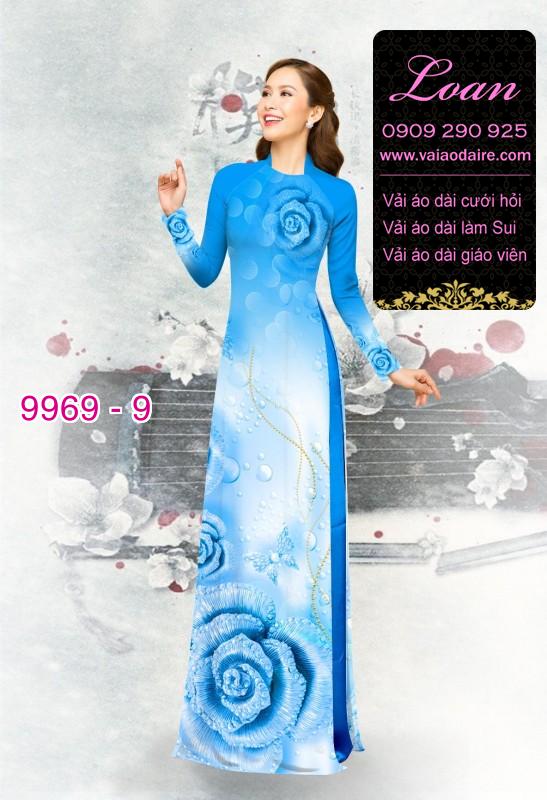 Vải áo dài hoa hồng 3D
