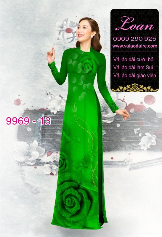 Vải áo dài hoa hồng 3D