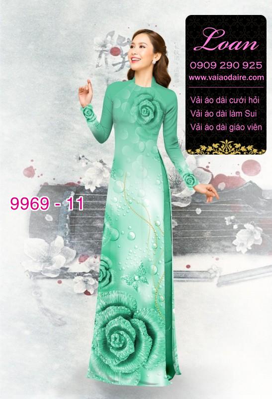 Vải áo dài hoa hồng 3D