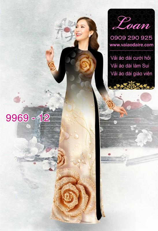Vải áo dài hoa hồng 3D
