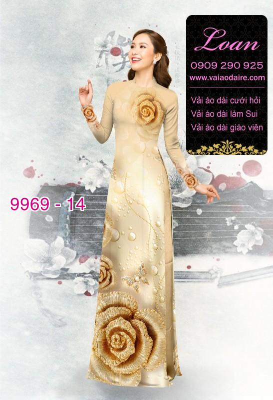 Vải áo dài hoa hồng 3D