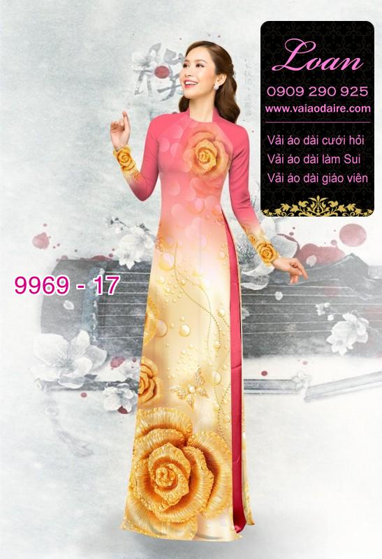 Vải áo dài hoa hồng 3D
