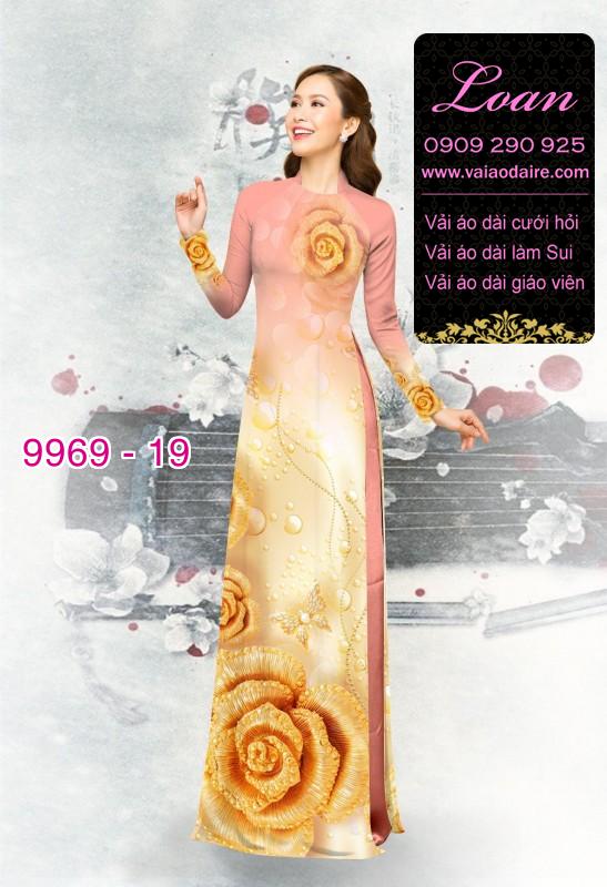 Vải áo dài hoa hồng 3D