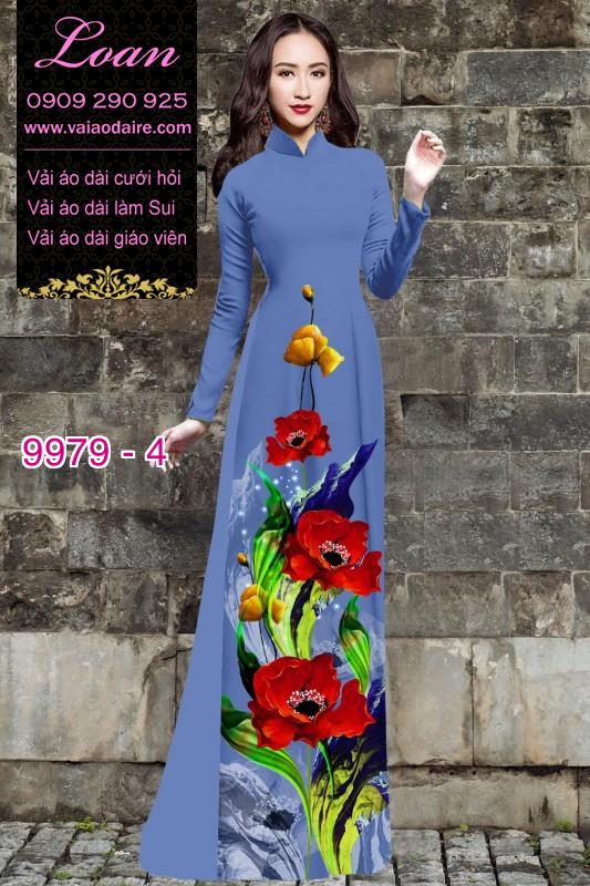 Vải áo dài hoa 3D