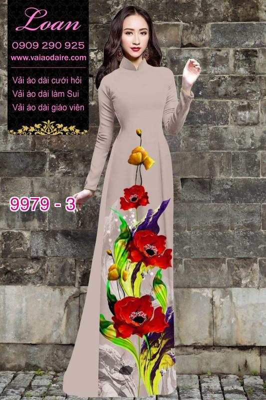 Vải áo dài hoa 3D