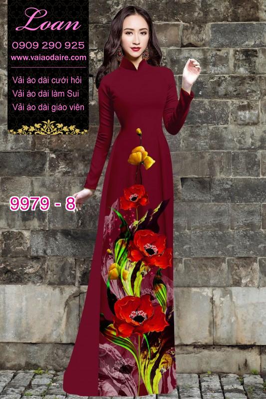 Vải áo dài hoa 3D