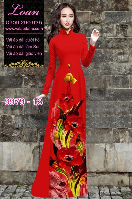 Vải áo dài hoa 3D