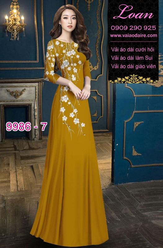 Vải áo dài hoa 3D