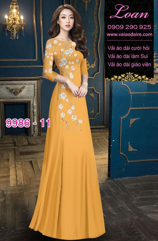 Vải áo dài hoa 3D