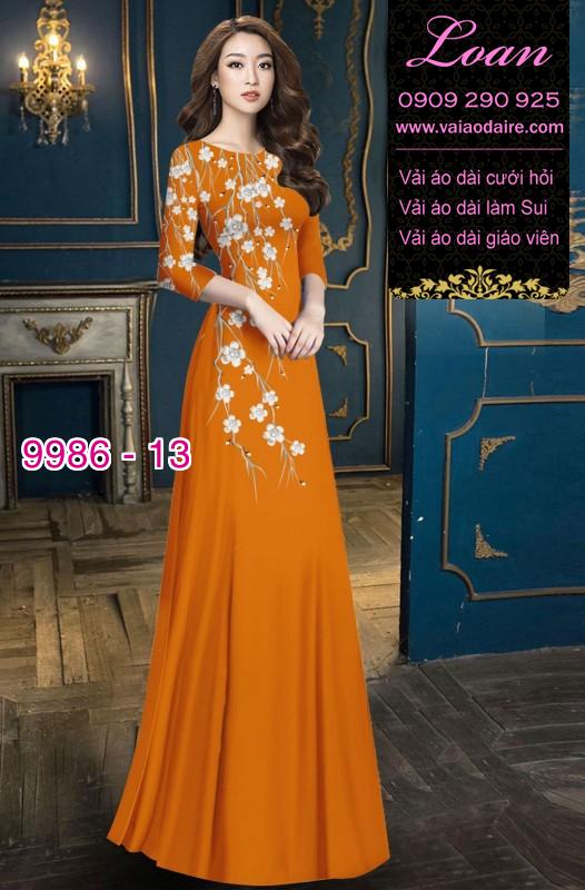 Vải áo dài hoa 3D